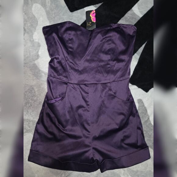 Y2K Forever 21 NWT Purple Strapless Romper - Size S Women's - Picture 1 of 2